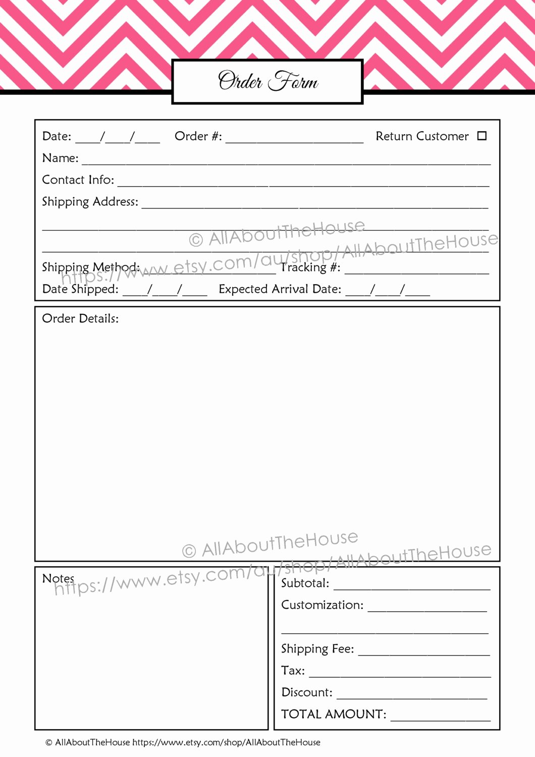 Custom order form Template Best Of order form Custom order form Printable Business Planner
