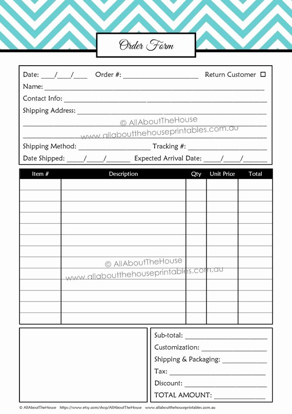 Custom order form Template Lovely order form Custom order form Printable Business Planner