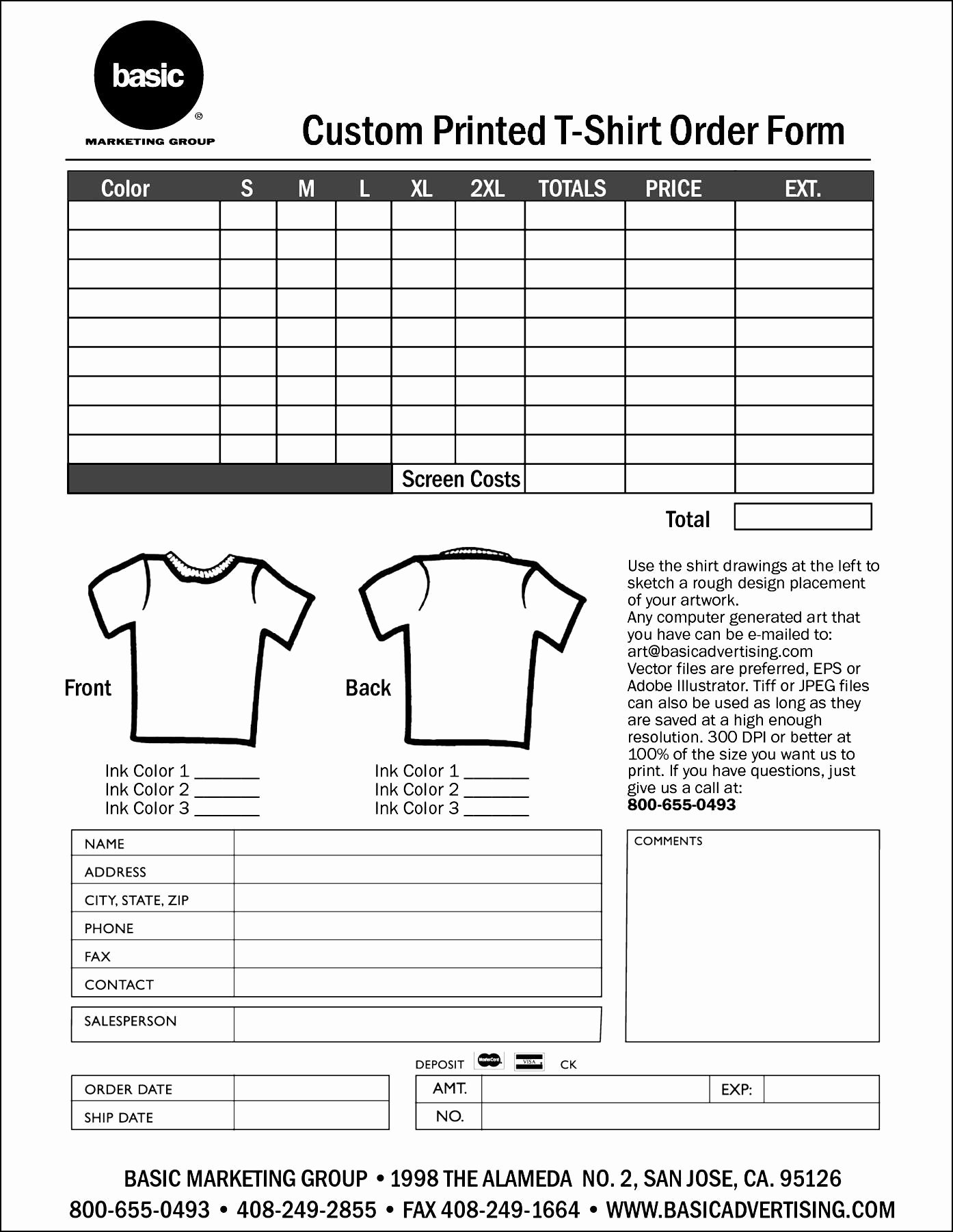 Custom order form Template Luxury Custom T Shirt order form Template