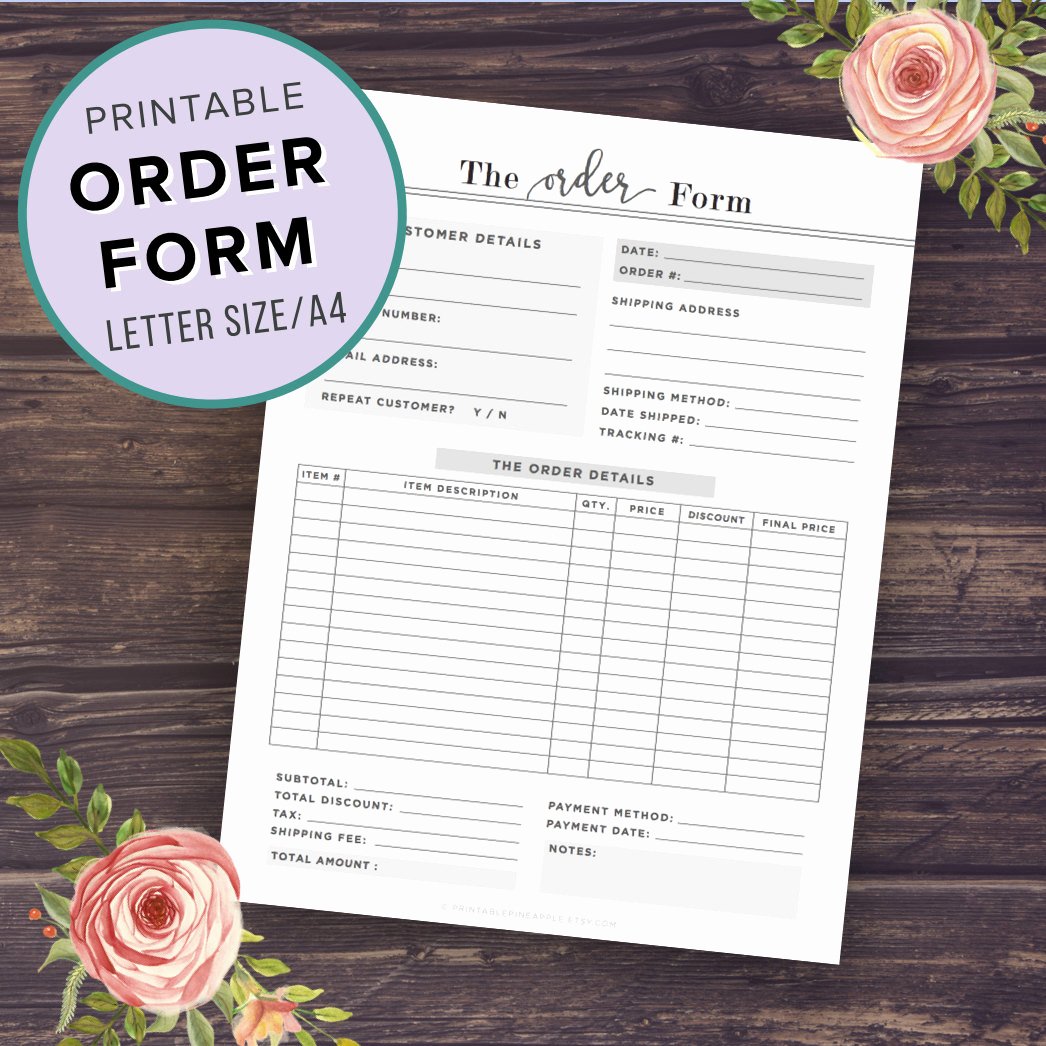 Custom order form Template New order form Template Printable Custom order form Business