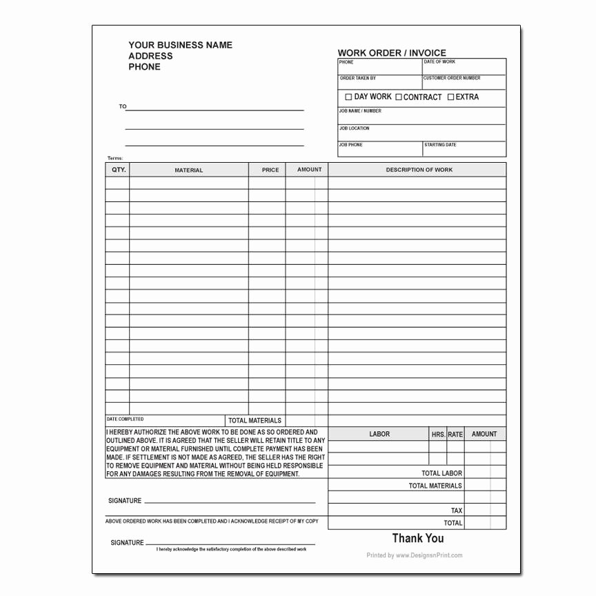 Custom order forms Template Best Of Carbonless Work order forms Customized