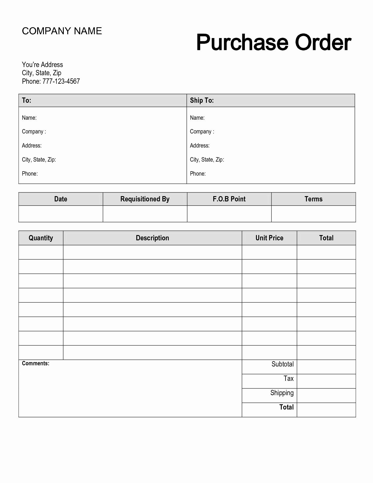 Custom order forms Template Inspirational Free Printable Purchase order form Purchase order
