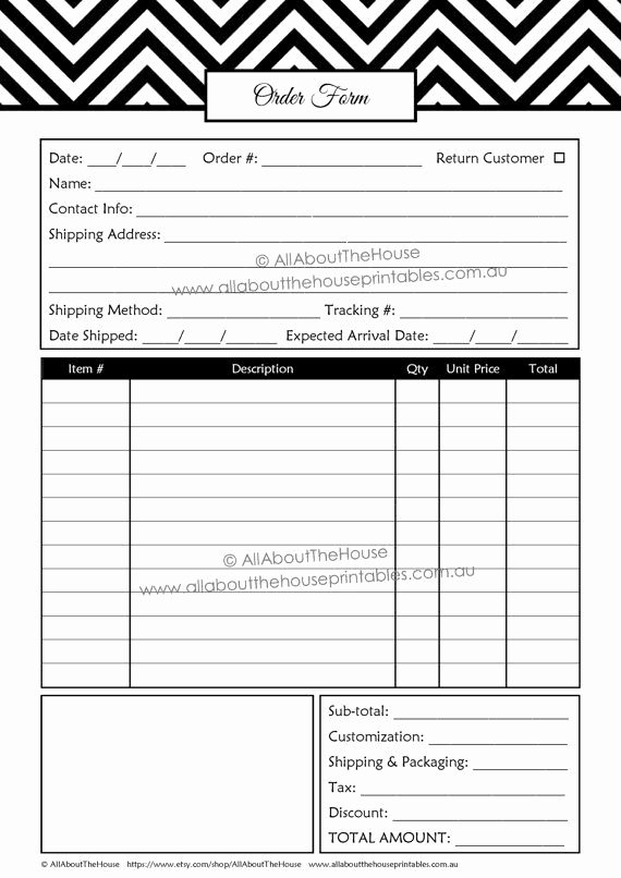 Custom order forms Template New order form Custom order form Printable Business Planner
