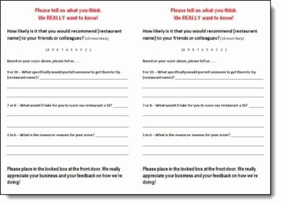 Customer Comment Card Template Lovely 5 Restaurant Ment Card Templates Free Sample Templates