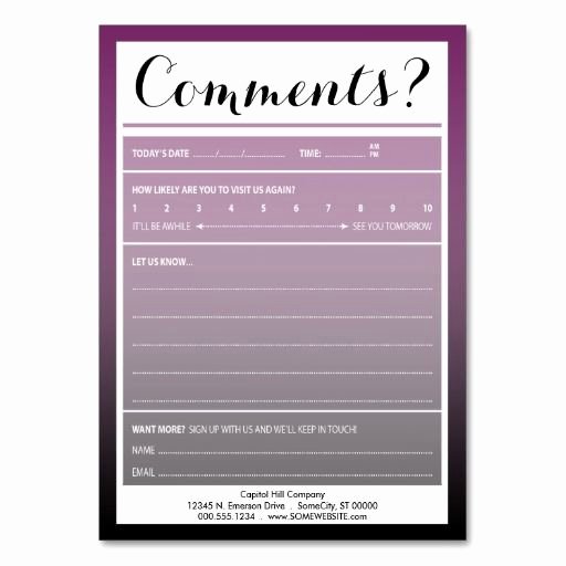 Customer Comment Card Template Lovely Mailing List Ment Card with Logo