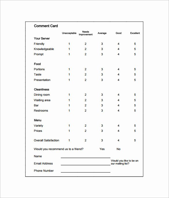 Customer Comment Card Template Lovely Survey Cards Templates Web form Templates Customize Use