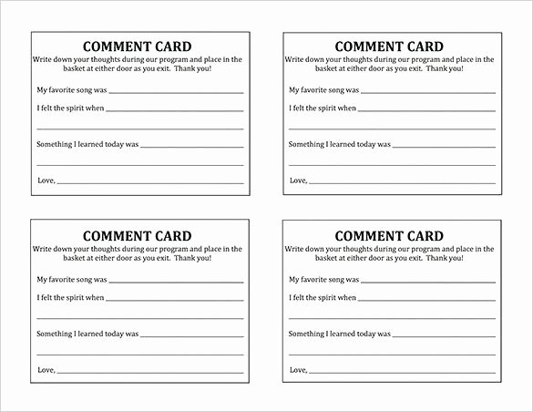 Customer Comment Card Template Luxury Free Ment Card Template 8 Fantastic Vacation Ideas for