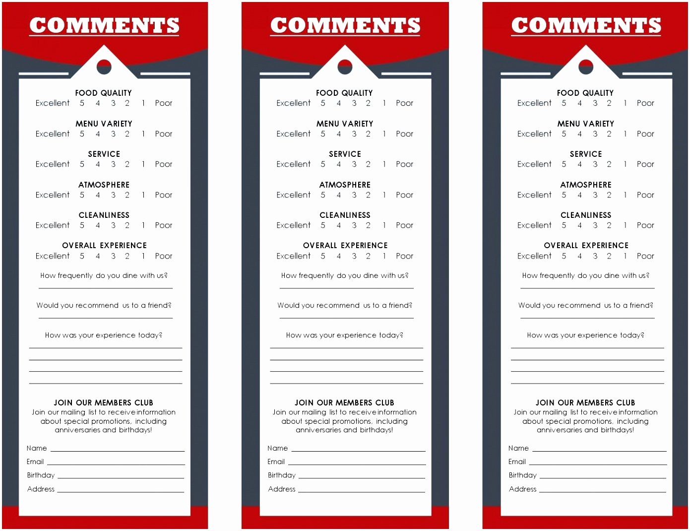 Customer Comment Card Template Unique 9 Restaurant Ment Card Template Vrtwi