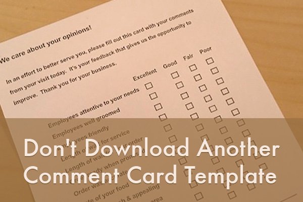 Customer Comment Card Template Unique Don T Download Another Ment Card Template