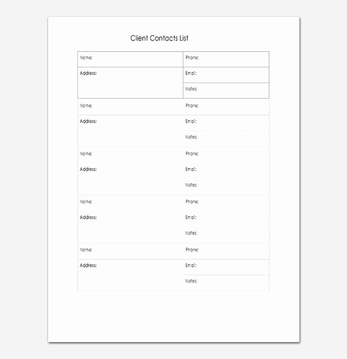 Customer Contact List Template Awesome Client List Template 17 In Word Excel &amp; Pdf