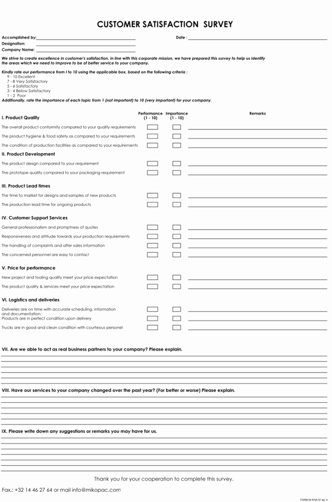 Customer Satisfaction Survey Template Word Best Of Customer Satisfaction Survey Template and Samples