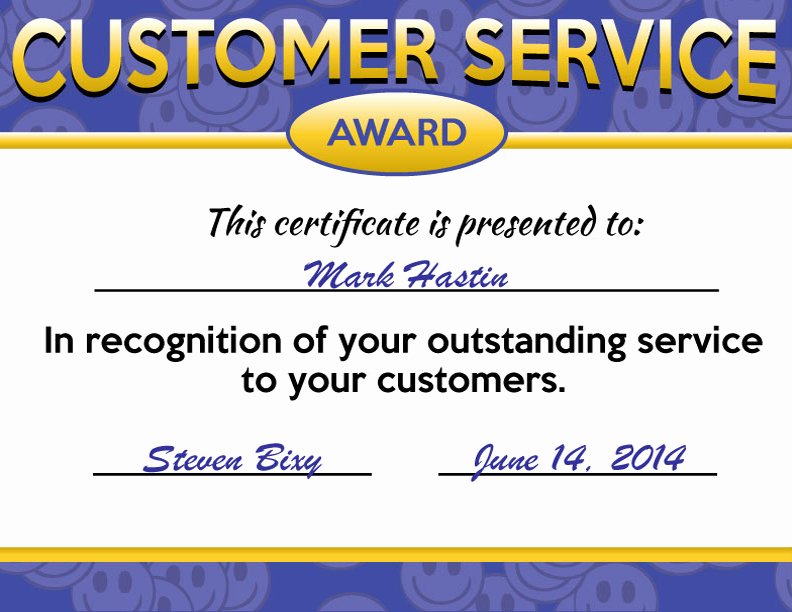 Customer Service Award Template Awesome Customer Service Excellence Award Template Beautiful