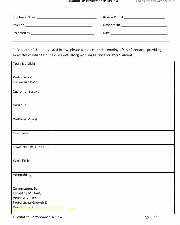 Customer Service Performance Review Template Lovely Performance Review Sample General Evaluation form
