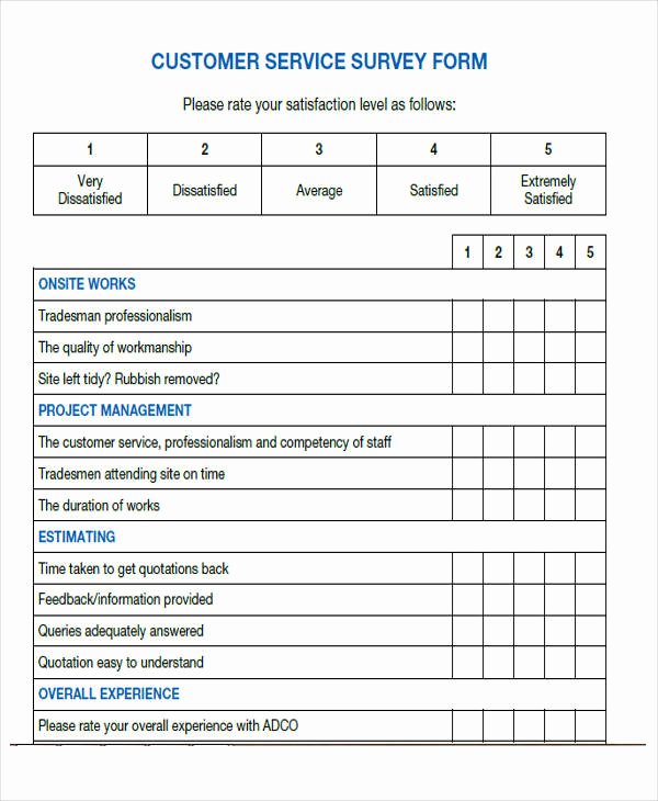 Customer Service Survey Template Elegant 54 Printable Survey forms