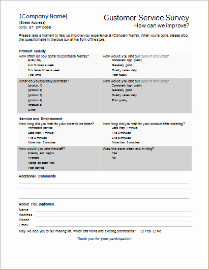 Customer Service Survey Template New 6 Editable Survey form Templates for Ms Word