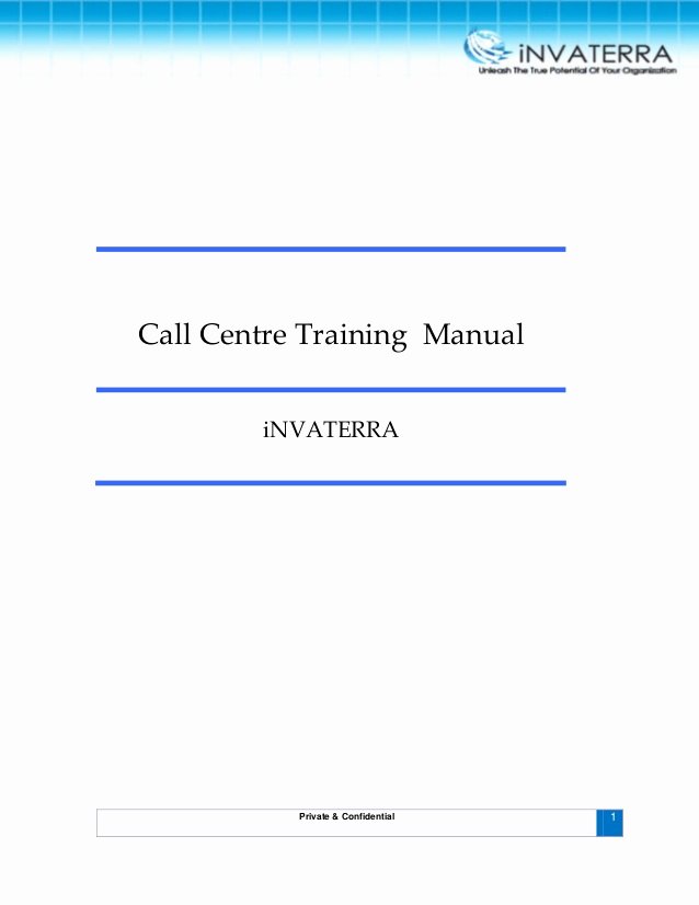 Customer Service Training Manual Template Luxury Call Centre Training Manual