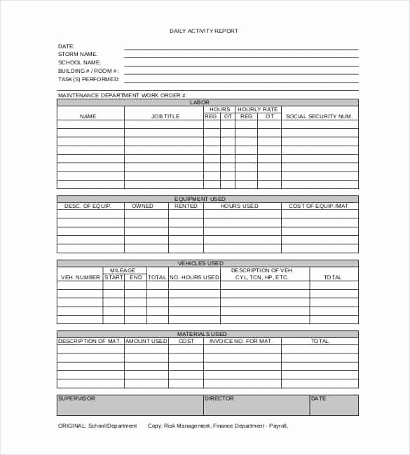Daily Activity Report Template Excel Lovely 64 Daily Report Templates Pdf Docs Excel