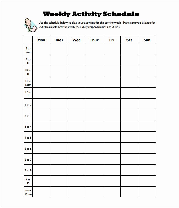 Daily Activity Schedule Template Fresh 12 Activity Schedule Templates Word Excel Pdf