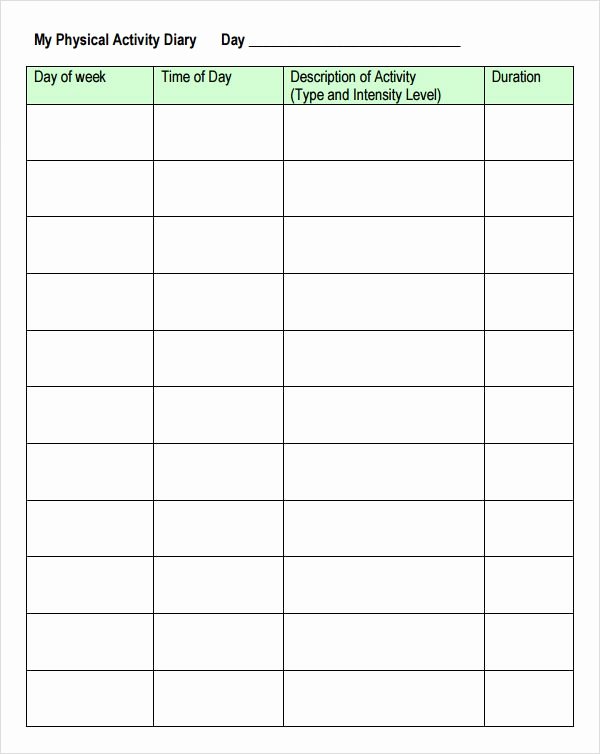 Daily Activity Schedule Template Fresh Activity Log Template – 12 Free Word Excel Pdf