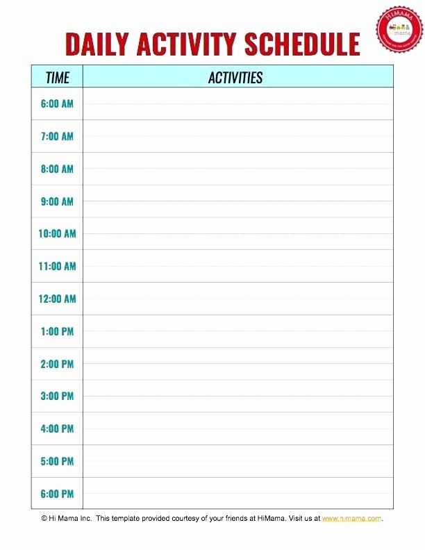 Daily Activity Schedule Template Luxury Daily Activity Schedule Template – Hazstyle