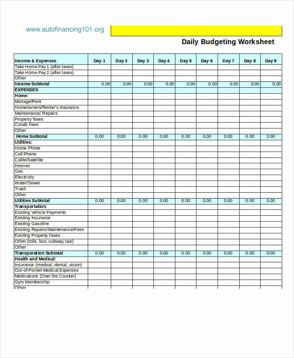 Daily Budget Template Excel Luxury Excel Home Bud Templates 6 Free Excel Documents