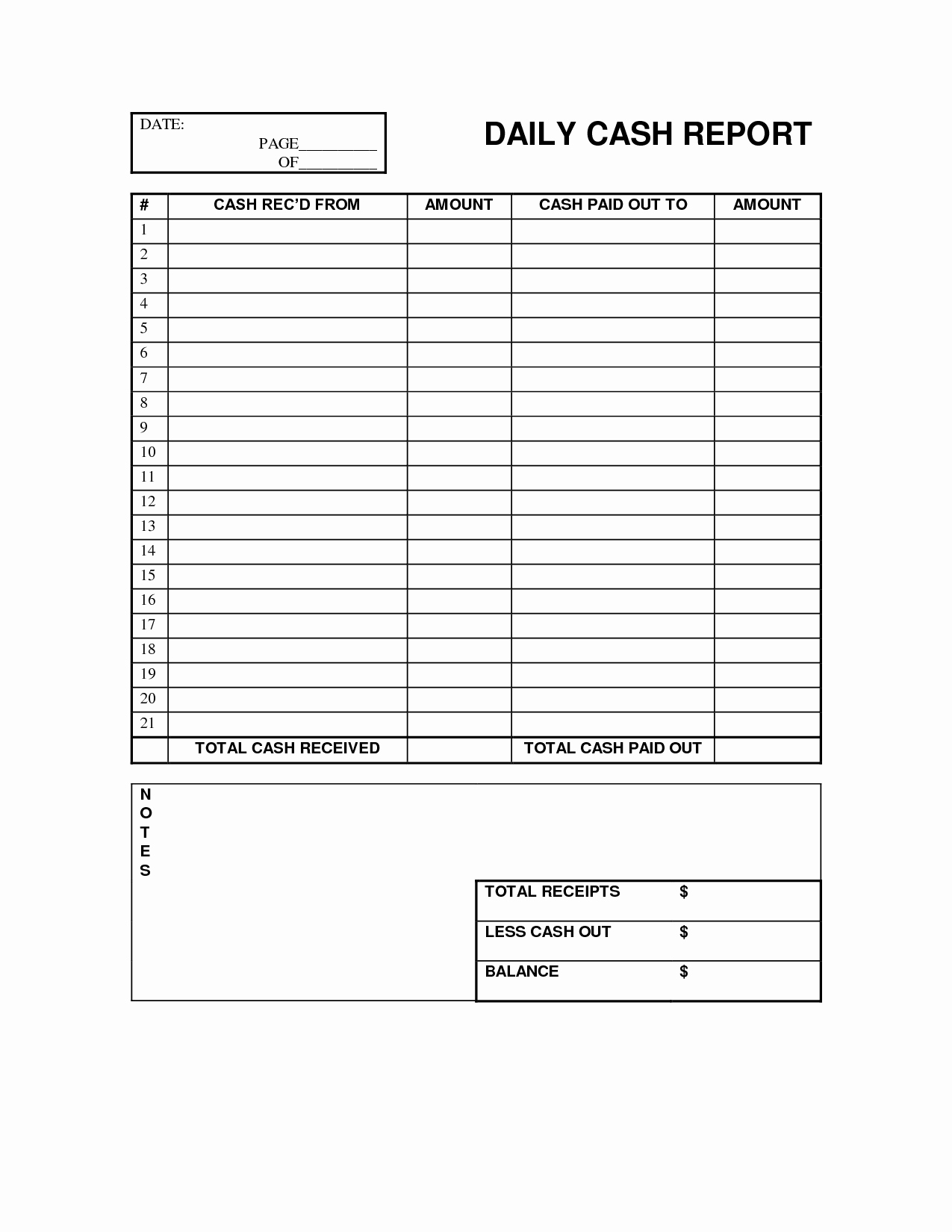 Daily Cash Report Template Best Of Cash Log Out