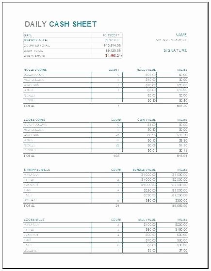 Daily Cash Report Template Excel Elegant Daily Reconciliation Sheet Template Cash Transaction