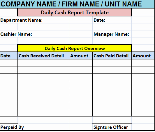 Daily Cash Report Template Excel Inspirational Daily Report Templates – Excel Word Templates