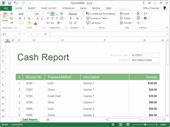Daily Cash Report Template Excel Inspirational Free Cashier Balance Sheet Template for Excel 2013