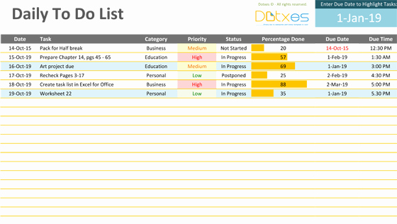Daily Checklist Template Excel Inspirational to Do List Excel Template
