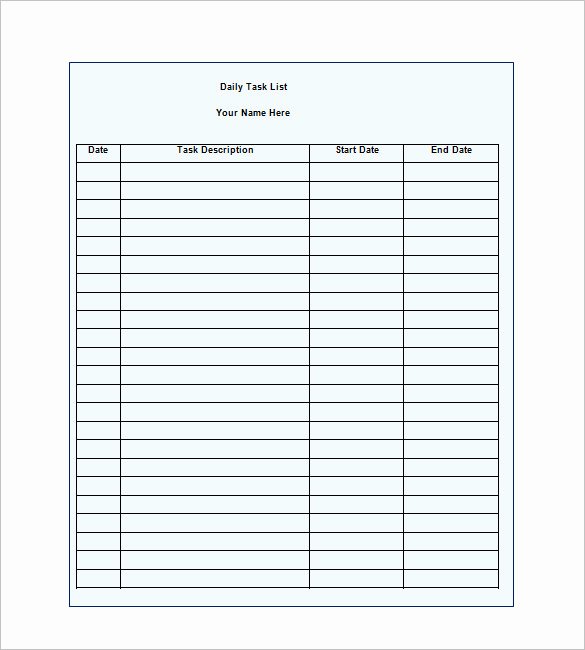 Daily Checklist Template Excel Lovely Daily Task List Templates 8 Free Sample Example