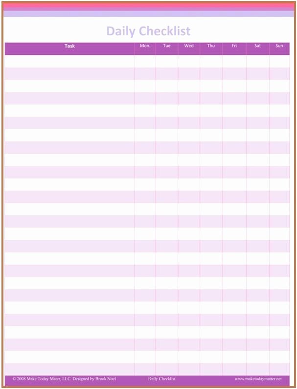 Daily Checklist Template Excel Luxury 9 Daily Checklist Templates Excel Templates