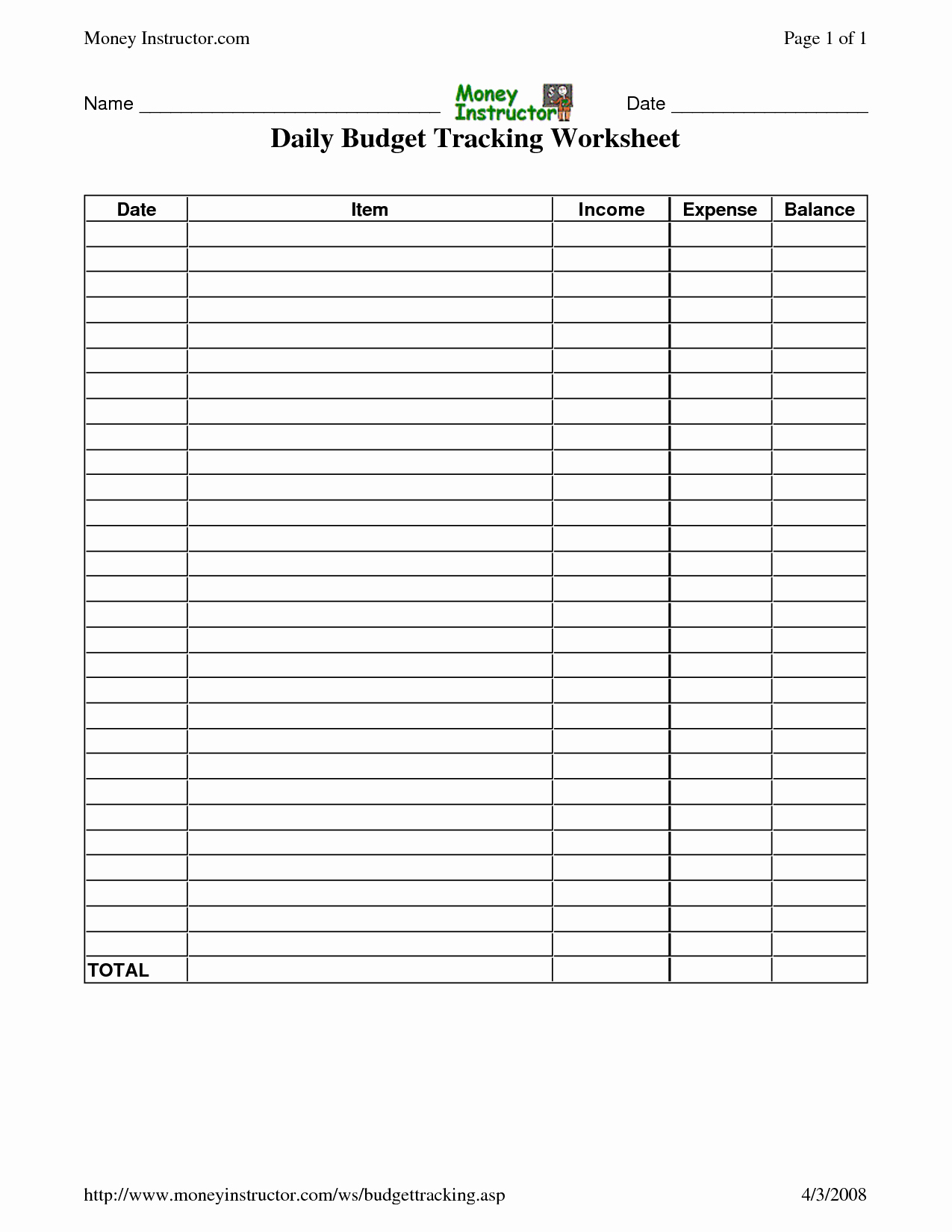 Daily Expense Tracker Template Awesome 7 Best Of Printable Daily Spending Sheet Free
