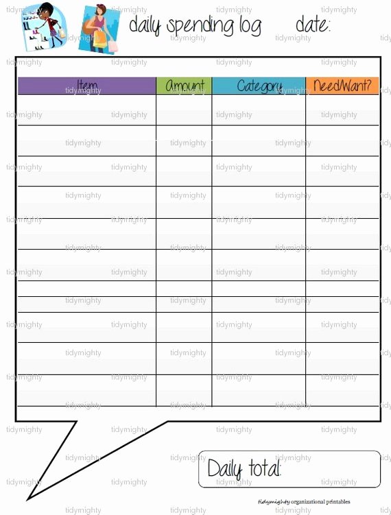 Daily Expense Tracker Template Unique Daily Spending Log Expense Tracker Printable Pdf by