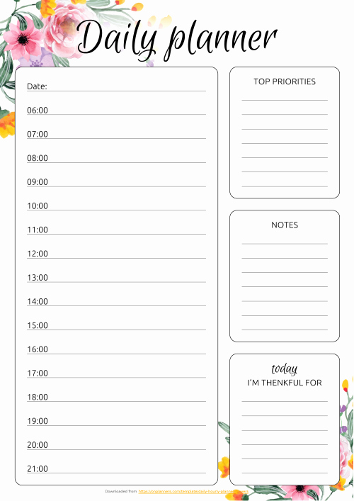 Daily Hourly Schedule Template Awesome Daily Planner Templates Printable Download Free Pdf