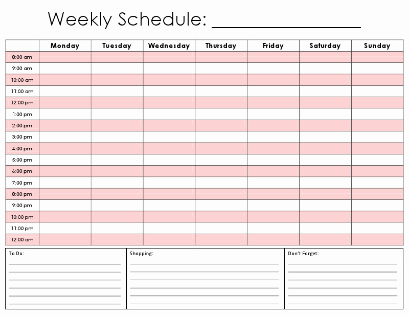 Daily Hourly Schedule Template Beautiful 8 Best Of Weekly Hourly Calendar Printable Free
