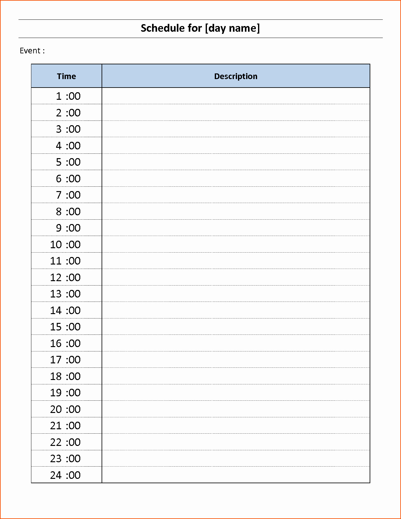 Daily Hourly Schedule Template Elegant 5 24 Hour Schedule Template Bookletemplate