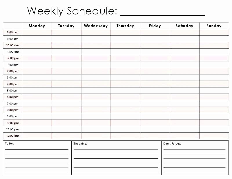 Daily Hourly Schedule Template Fresh Printable Hourly Daily Calendar Template Blank School