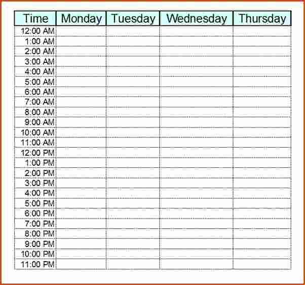 Daily Hourly Schedule Template New 4 Daily Hourly Schedule