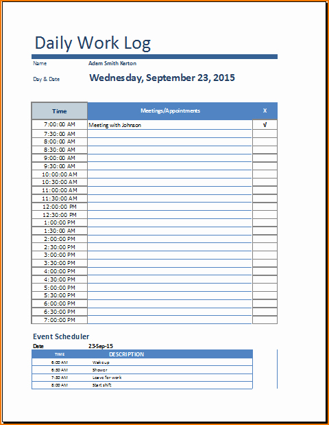 Daily Log Template Excel Beautiful 5 Daily Work Log Template