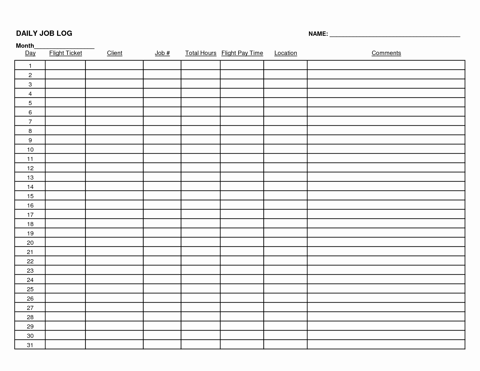 Daily Log Template Excel Elegant 6 Best Of Daily Log Template Daily Job Log