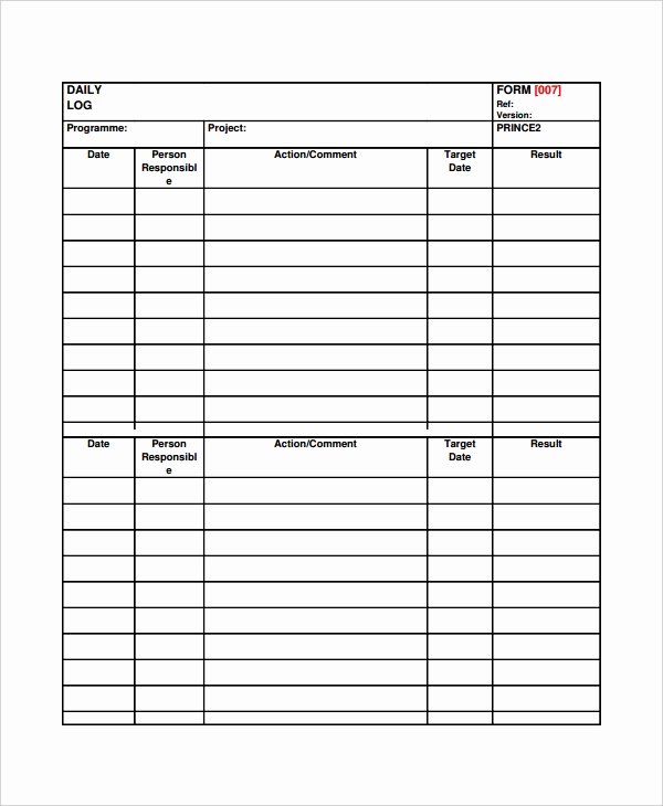 Daily Log Template Excel Elegant Daily Log Template – 09 Free Word Excel Pdf Documents