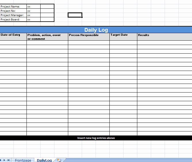 Daily Log Template Excel Fresh Prince2 Daily Log Template