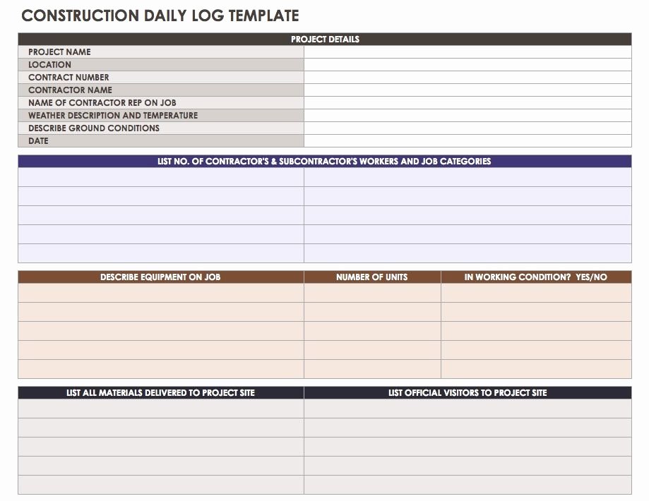 Daily Log Template Excel Inspirational Construction Daily Reports Templates or software Smartsheet