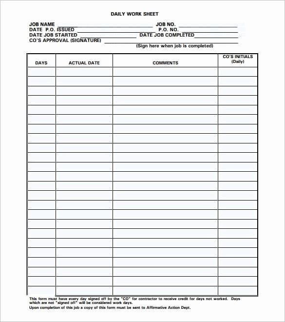 Daily Log Template Excel Luxury 8 Daily Work Log Templates Word Excel Pdf formats