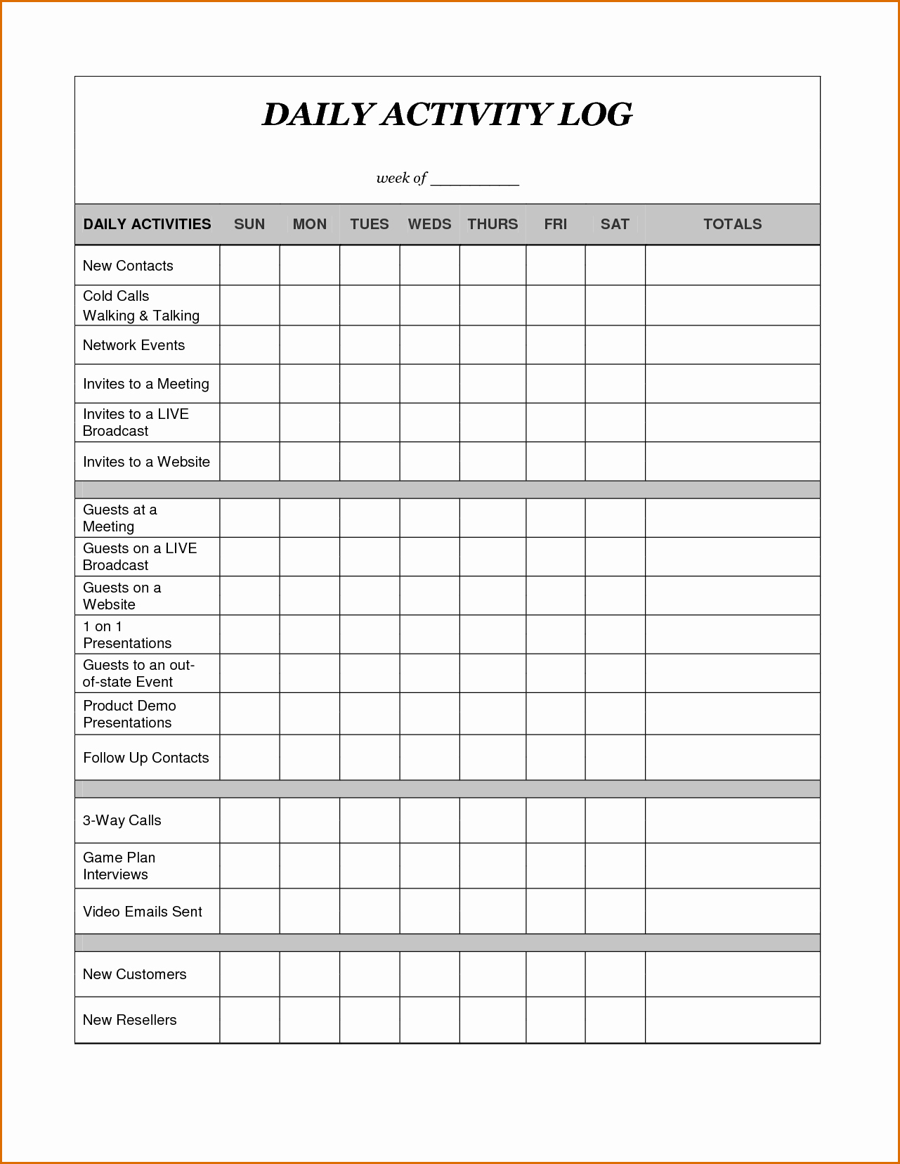 Daily Log Template Excel New 8 Daily Activity Log Template