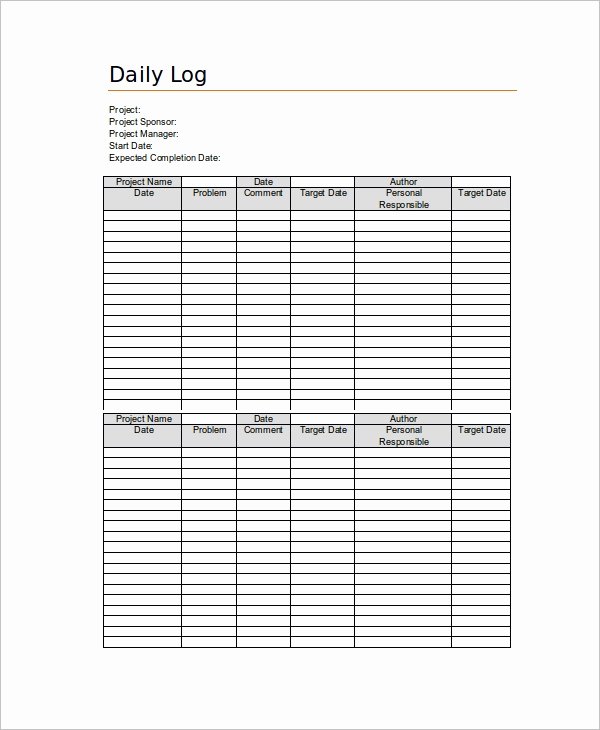 Daily Log Template Excel New Daily Log Template – 09 Free Word Excel Pdf Documents