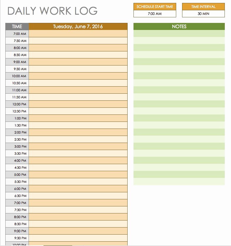 Daily Log Template Excel Unique Free Daily Schedule Templates for Excel Smartsheet