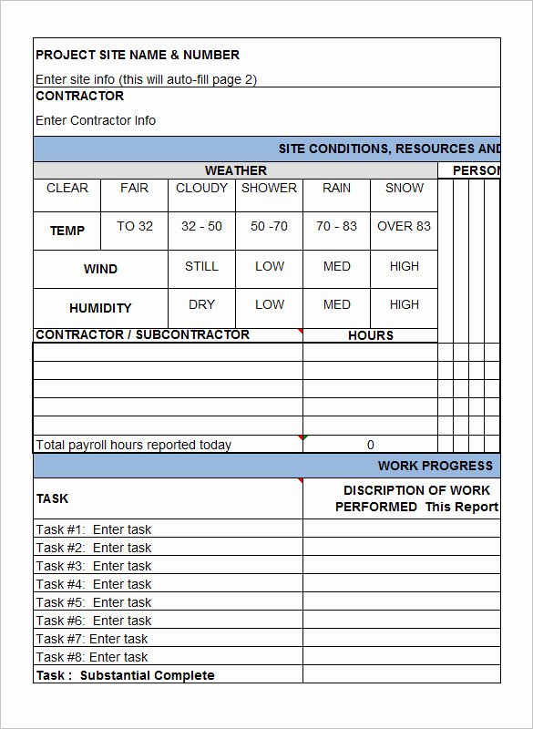 Daily Report Template Excel Luxury Daily Construction Report Template 32 Free Word Pdf
