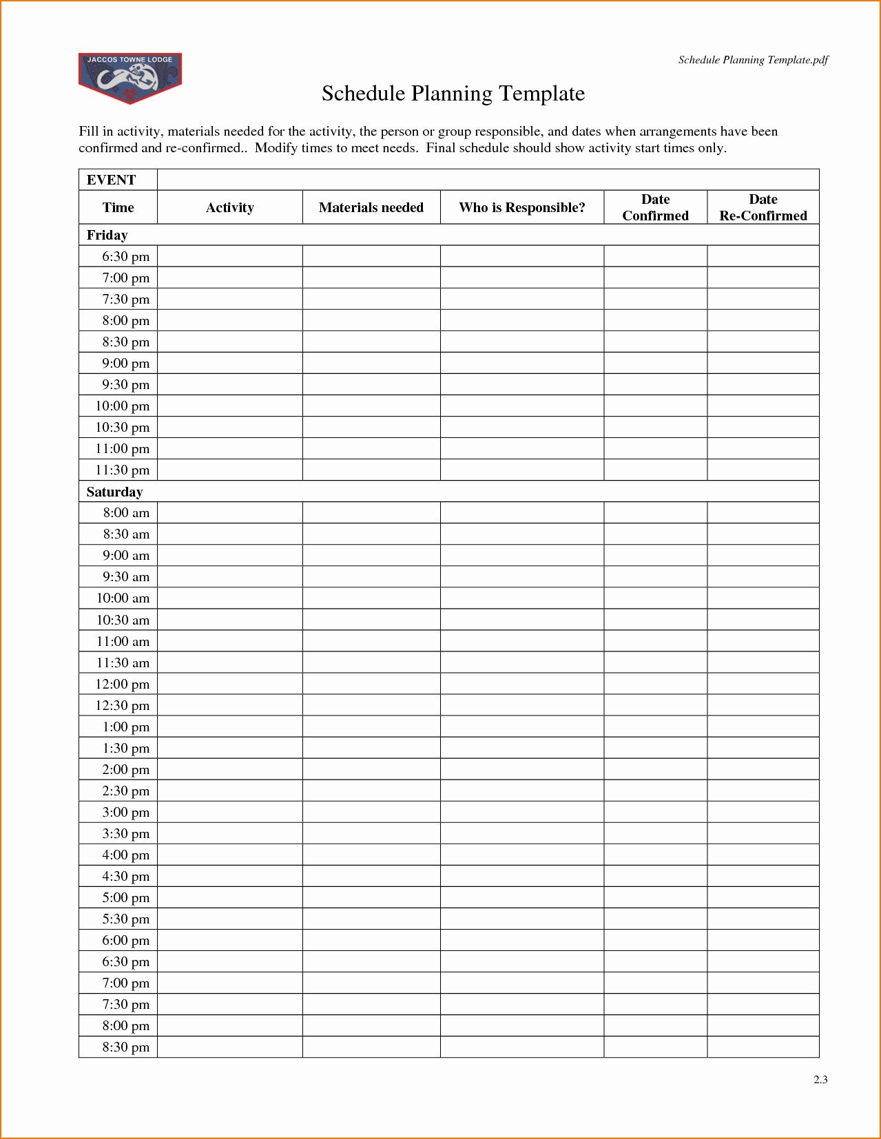 Daily Schedule Template Pdf Inspirational 5 Daily Schedule Template Pdf